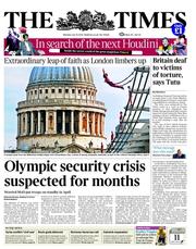 The Times (UK) Newspaper Front Page for 16 July 2012
