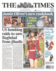 The Times (UK) Newspaper Front Page for 16 August 2014