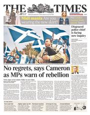 The Times (UK) Newspaper Front Page for 17 September 2014