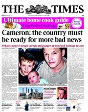 The Times (UK) Newspaper Front Page for 18 January 2013