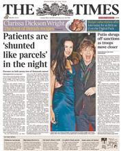 The Times (UK) Newspaper Front Page for 18 March 2014