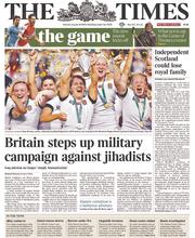 The Times (UK) Newspaper Front Page for 18 August 2014
