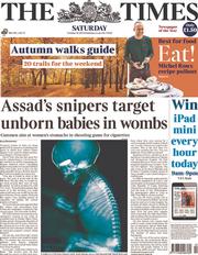 The Times (UK) Newspaper Front Page for 19 October 2013