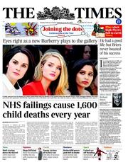 The Times (UK) Newspaper Front Page for 19 February 2013