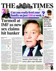 The Times (UK) Newspaper Front Page for 19 May 2011