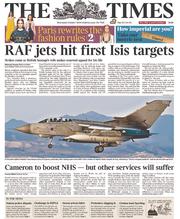 The Times (UK) Newspaper Front Page for 1 October 2014
