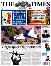 The Times (UK) Newspaper Front Page for 1 November 2014