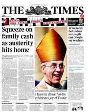 The Times (UK) Newspaper Front Page for 1 April 2013