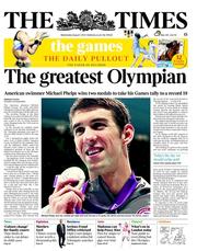 The Times (UK) Newspaper Front Page for 1 August 2012