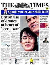 The Times (UK) Newspaper Front Page for 20 November 2012