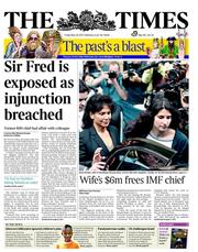 The Times (UK) Newspaper Front Page for 20 May 2011