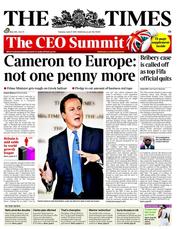 The Times (UK) Newspaper Front Page for 21 June 2011