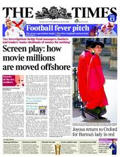 The Times (UK) Newspaper Front Page for 21 June 2012