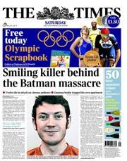 The Times (UK) Newspaper Front Page for 21 July 2012