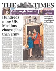 The Times (UK) Newspaper Front Page for 22 August 2014