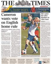 The Times (UK) Newspaper Front Page for 22 September 2014