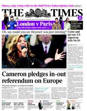 The Times (UK) Newspaper Front Page for 23 January 2013