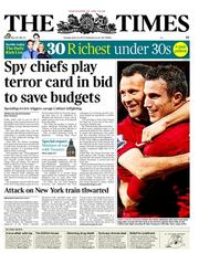 The Times (UK) Newspaper Front Page for 23 April 2013