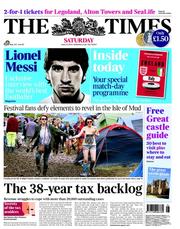 The Times (UK) Newspaper Front Page for 23 June 2012