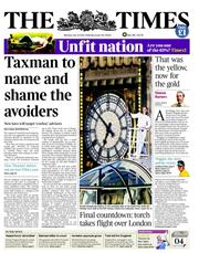 The Times (UK) Newspaper Front Page for 23 July 2012