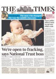 The Times (UK) Newspaper Front Page for 24 October 2013