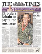 The Times (UK) Newspaper Front Page for 24 October 2014