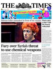 The Times (UK) Newspaper Front Page for 24 July 2012