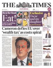 The Times (UK) Newspaper Front Page for 25 October 2014