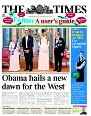 The Times (UK) Newspaper Front Page for 25 May 2011