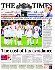 The Times (UK) Newspaper Front Page for 25 June 2012