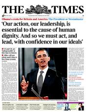 The Times (UK) Newspaper Front Page for 26 May 2011