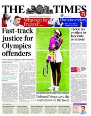 The Times (UK) Newspaper Front Page for 26 June 2012