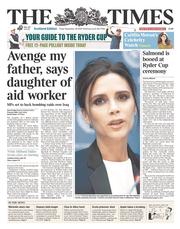 The Times (UK) Newspaper Front Page for 26 September 2014