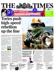 The Times (UK) Newspaper Front Page for 28 January 2013