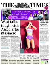 The Times (UK) Newspaper Front Page for 28 May 2012