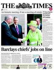 The Times (UK) Newspaper Front Page for 28 June 2012