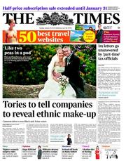 The Times (UK) Newspaper Front Page for 29 January 2013