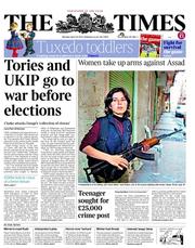 The Times (UK) Newspaper Front Page for 29 April 2013