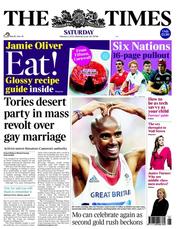 The Times (UK) Newspaper Front Page for 2 February 2013