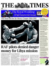 The Times (UK) Newspaper Front Page for 2 May 2011