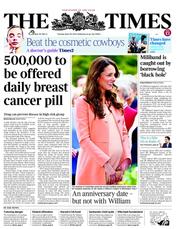 The Times (UK) Newspaper Front Page for 30 April 2013