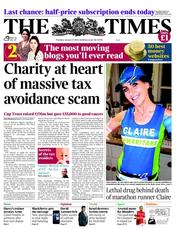 The Times (UK) Newspaper Front Page for 31 January 2013