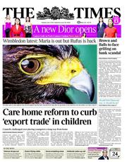 The Times (UK) Newspaper Front Page for 3 July 2012