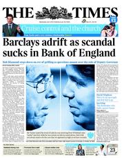 The Times (UK) Newspaper Front Page for 4 July 2012