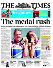 The Times (UK) Newspaper Front Page for 4 August 2012
