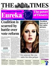 The Times (UK) Newspaper Front Page for 5 May 2011