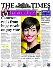 The Times (UK) Newspaper Front Page for 6 February 2013