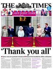 The Times (UK) Newspaper Front Page for 6 June 2012