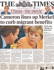 The Times (UK) Newspaper Front Page for 6 September 2013