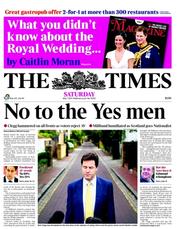 The Times (UK) Newspaper Front Page for 7 May 2011